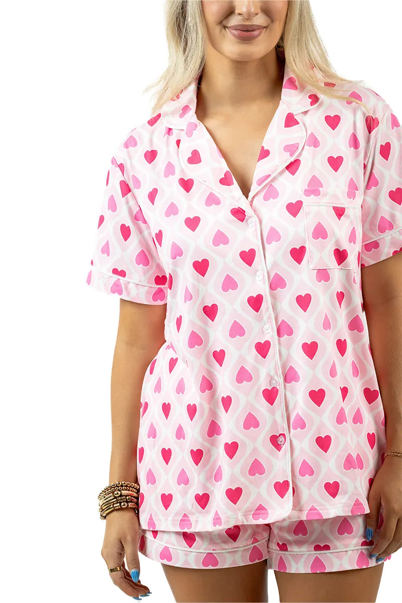 Light and Hot Pink Hearts Wholesale PJ Women's