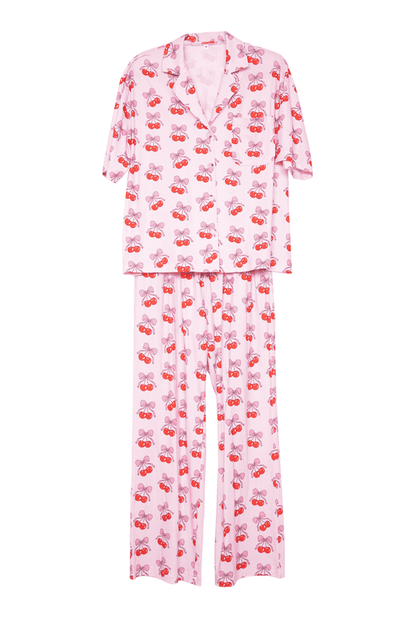 Cherry Bow Repeat Wholesale Pajama Pants Set