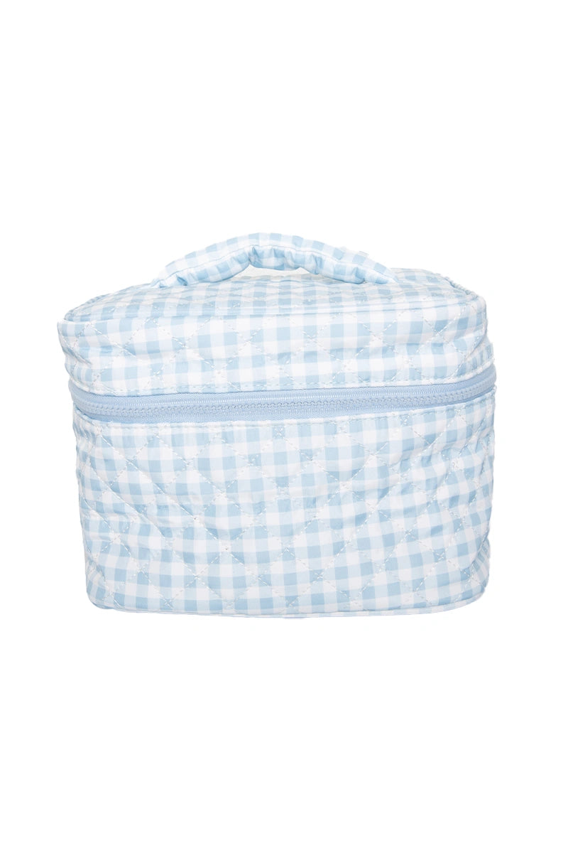 Light Blue Plaid Wholesale Cosmetic Bag for Makeup