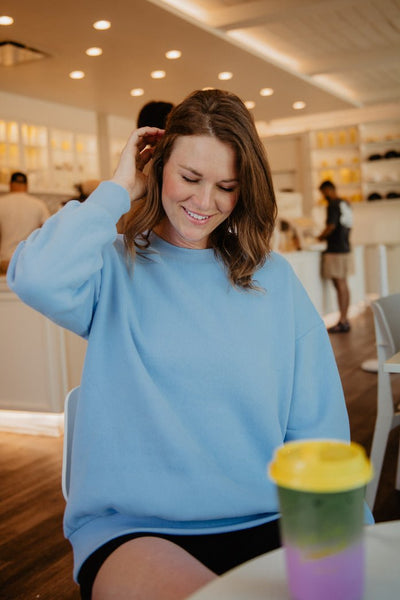 Light Blue Crew Neck Wholesale Sweatshirt
