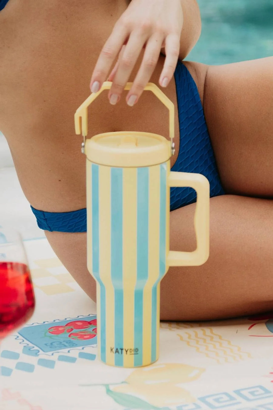Cabana 38 Oz Jug Tumbler (Yellow and Aqua Striped)