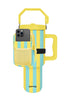 Yellow and Aqua Striped Wholesale Tumbler Pouches