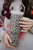 Brown Leopard Wholesale Tumbler with Lid Handle