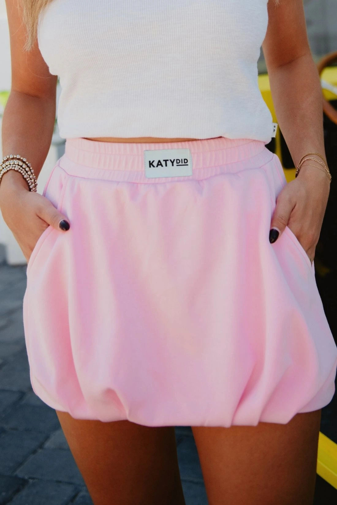 Pink Scuba Wholesale Mini Bubble Skirt