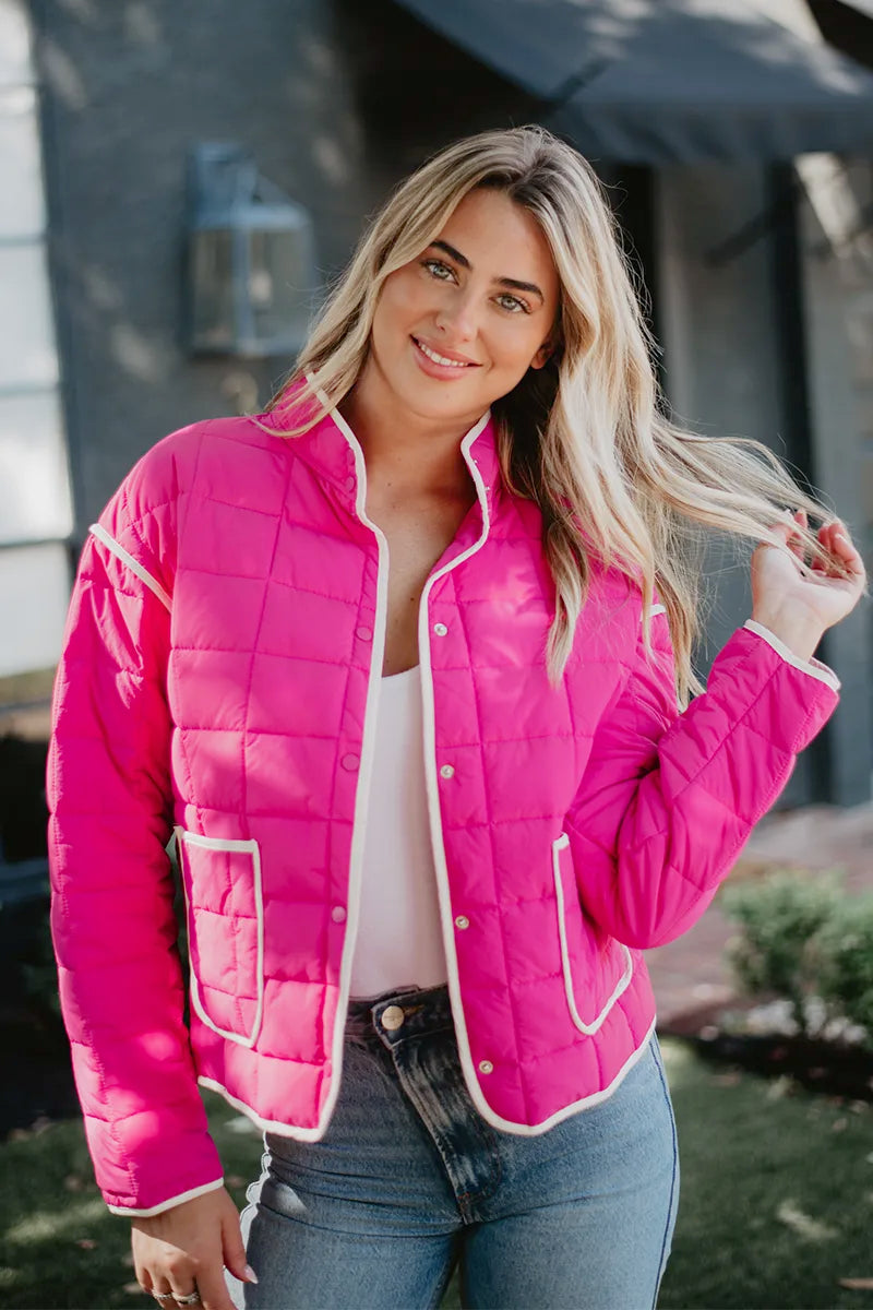 Hot Pink Wholesale Quilted Jacket | Lightweight Jackets | Katydid