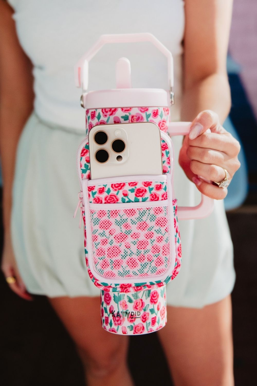 Navy Daisy Insulated Tumbler with Handle | Katydid Wholesale