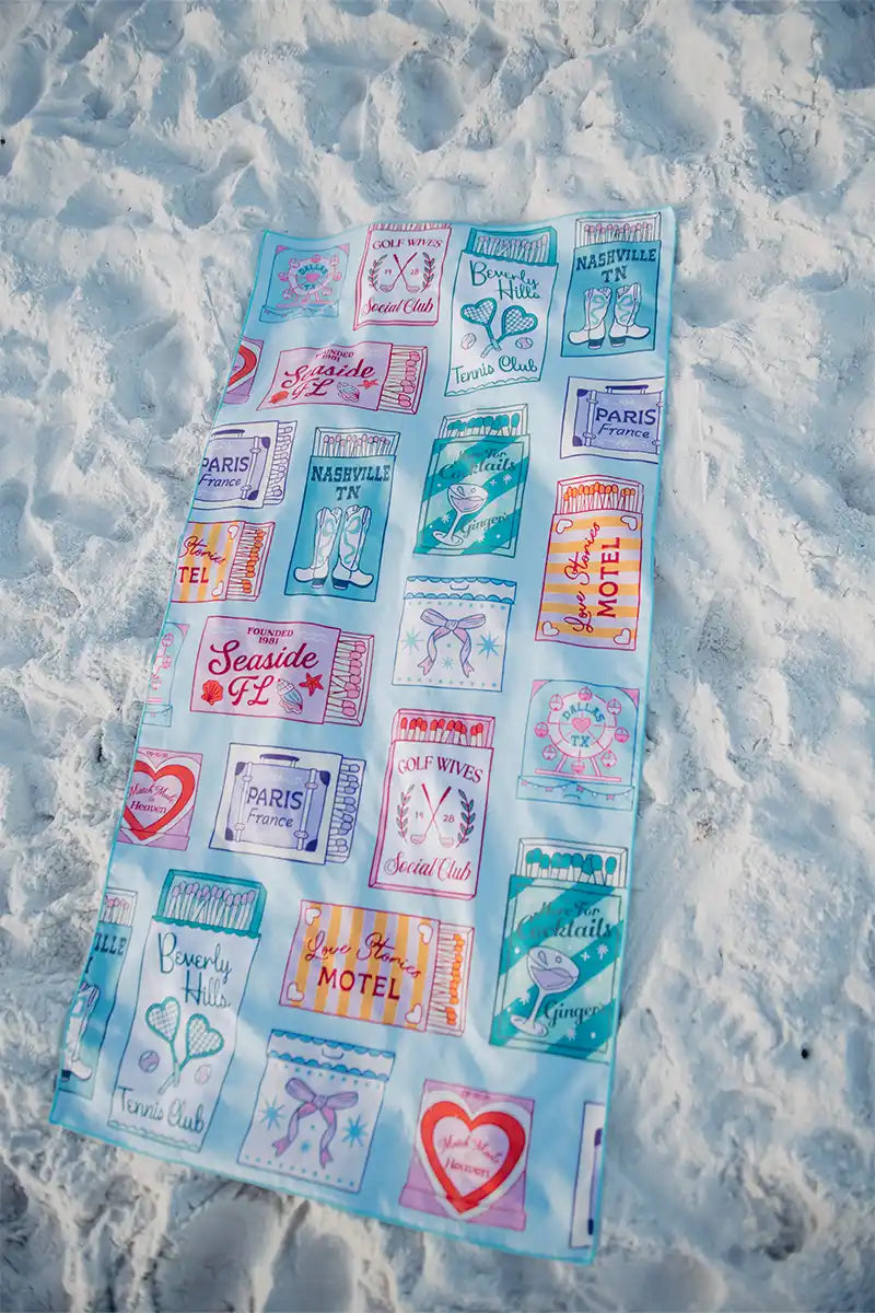 Traveling Matchbook Wholesale Microfiber Reversible Beach Towels