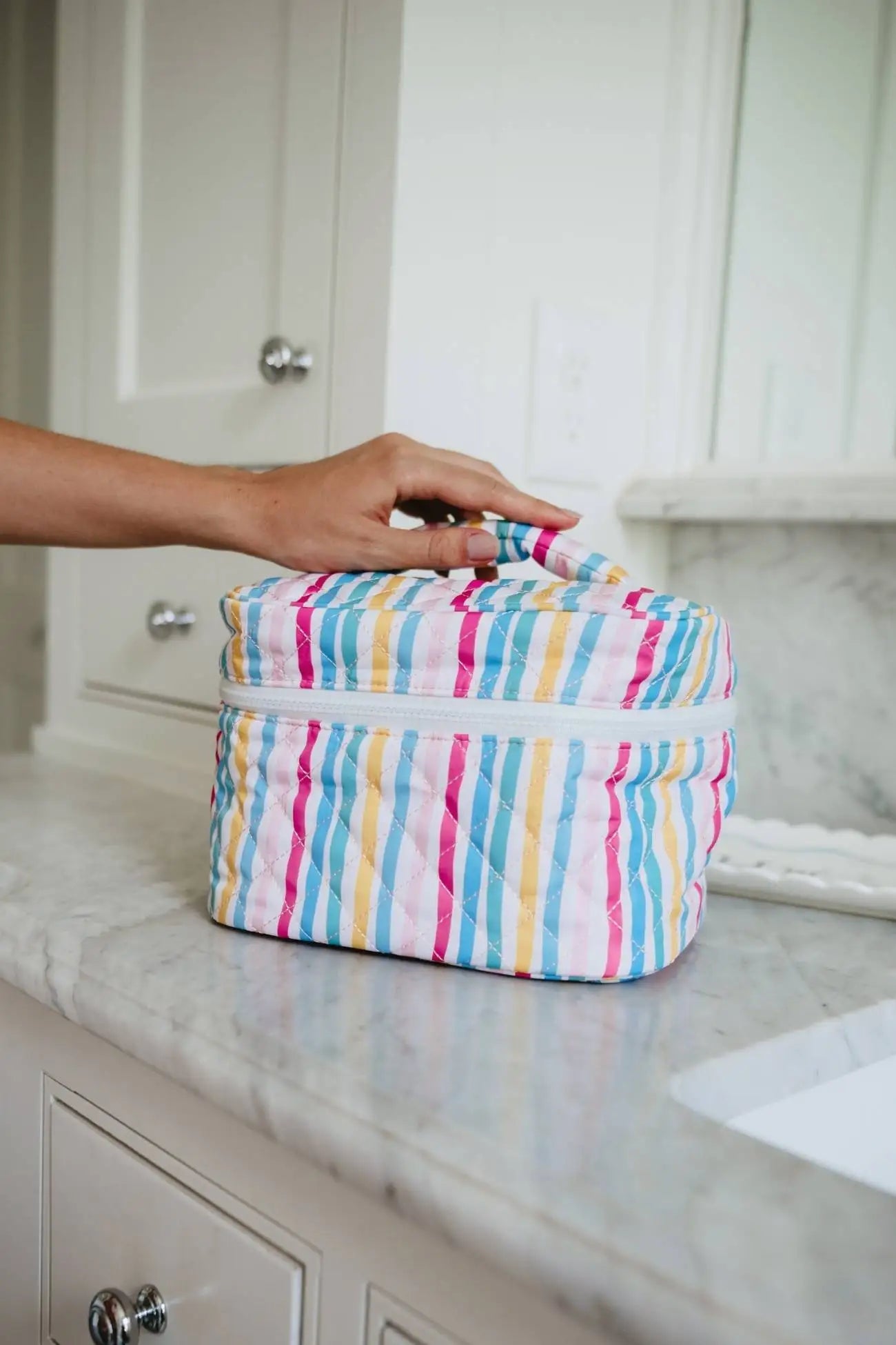 Multicolored Stripes Wholesale Make Up Bag
