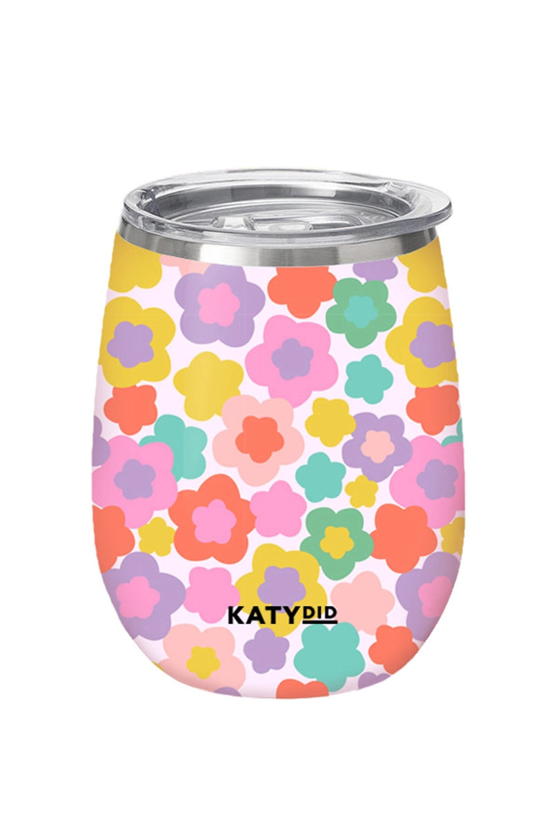 Groovy Multicolored Flowers Wholesale Wine Tumbler Cup