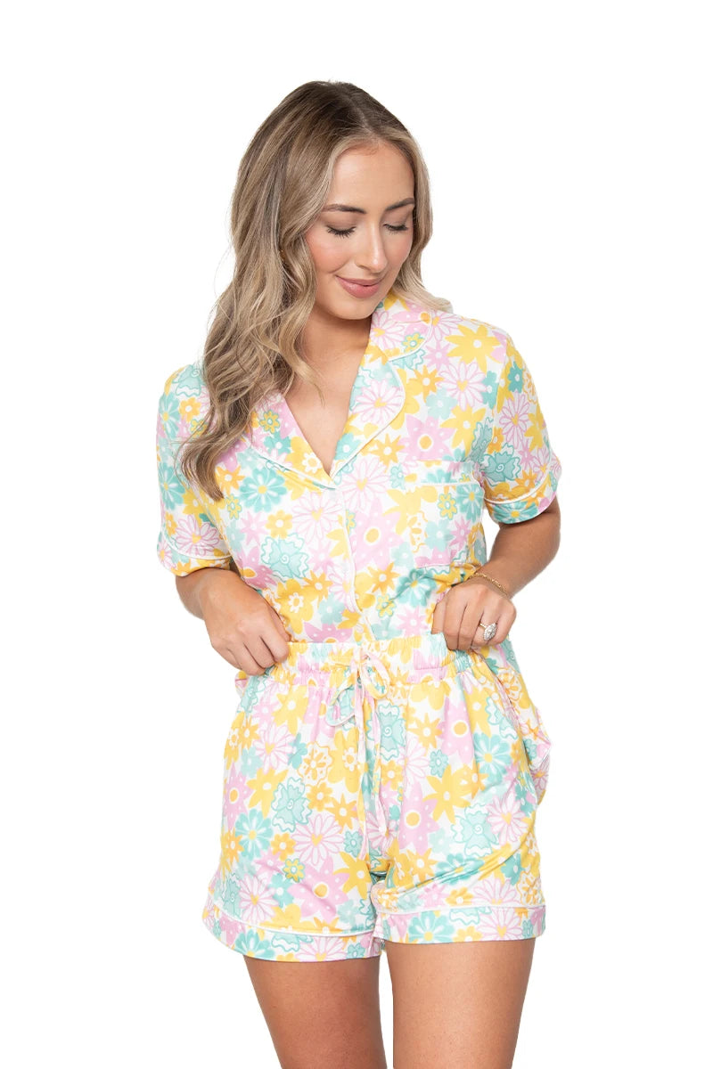 Spring Flowers Wholesale Pajama Shorts Set
