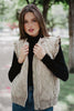 Beige Garment Washed Quilted Ruffle Sleeve Vests