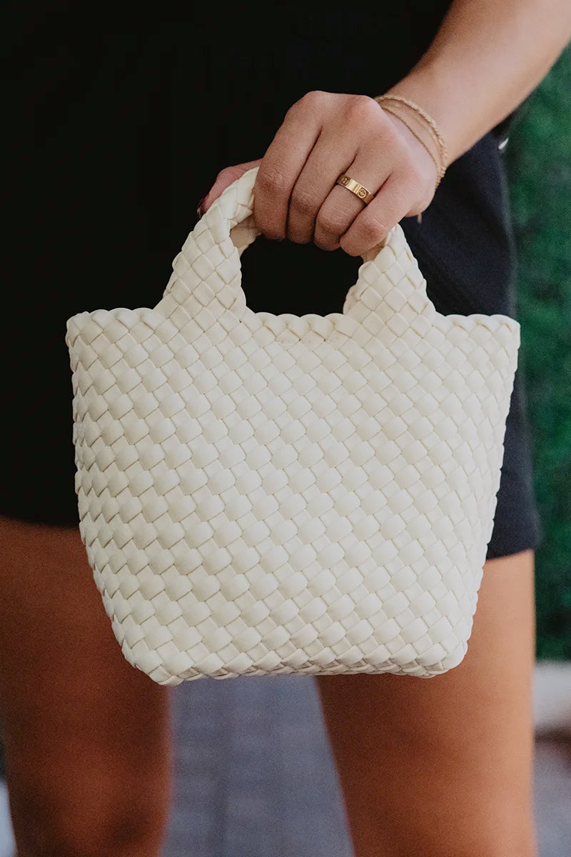 Cream Wholesale Woven Mini Bucket Bag