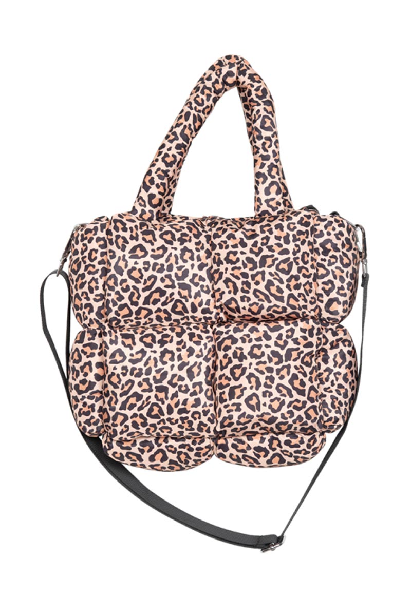 Brown Leopard Wholesale Quilted Puffer Tote