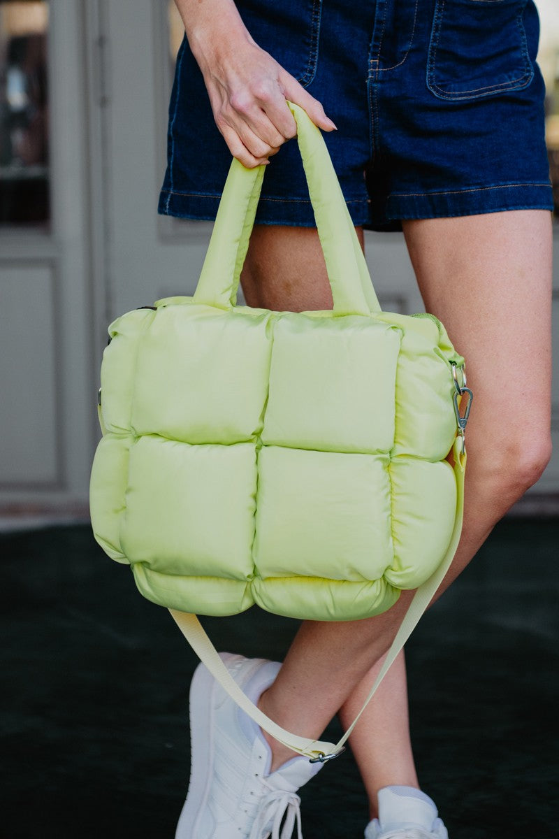Lime Yellow Wholesale Mini Puffer Tote Bag