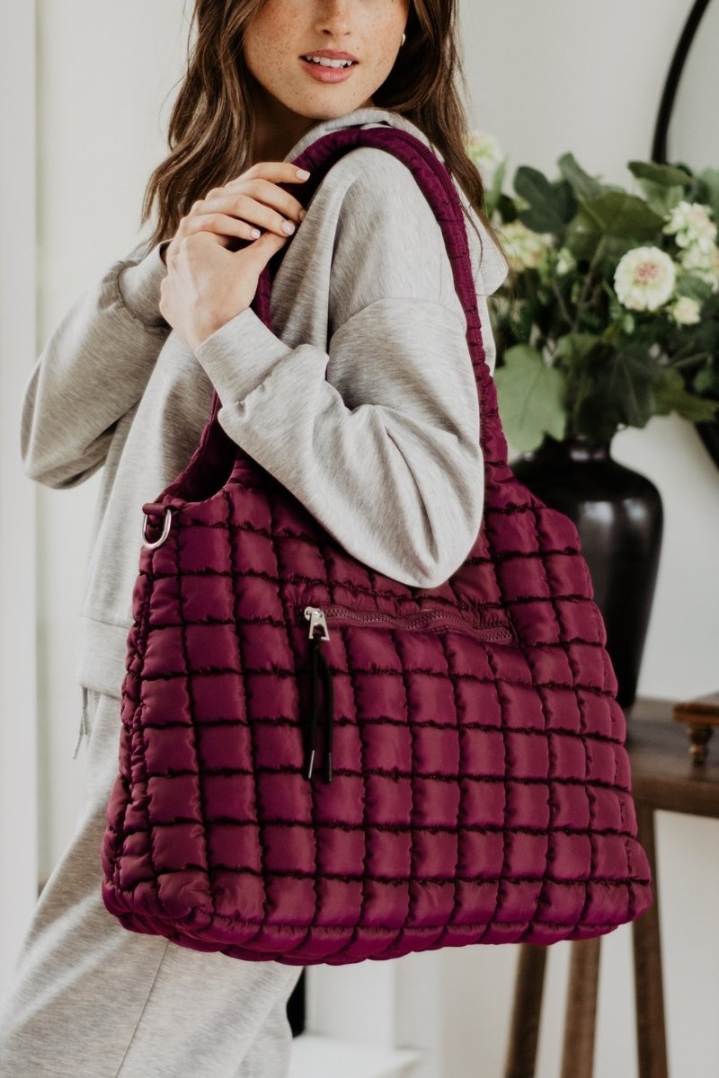 Wine Rectangular Tote Bag Wholesale Puffer