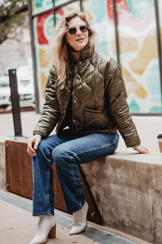 Olive Wholesale Button Up Quilted PUFFER Jacket