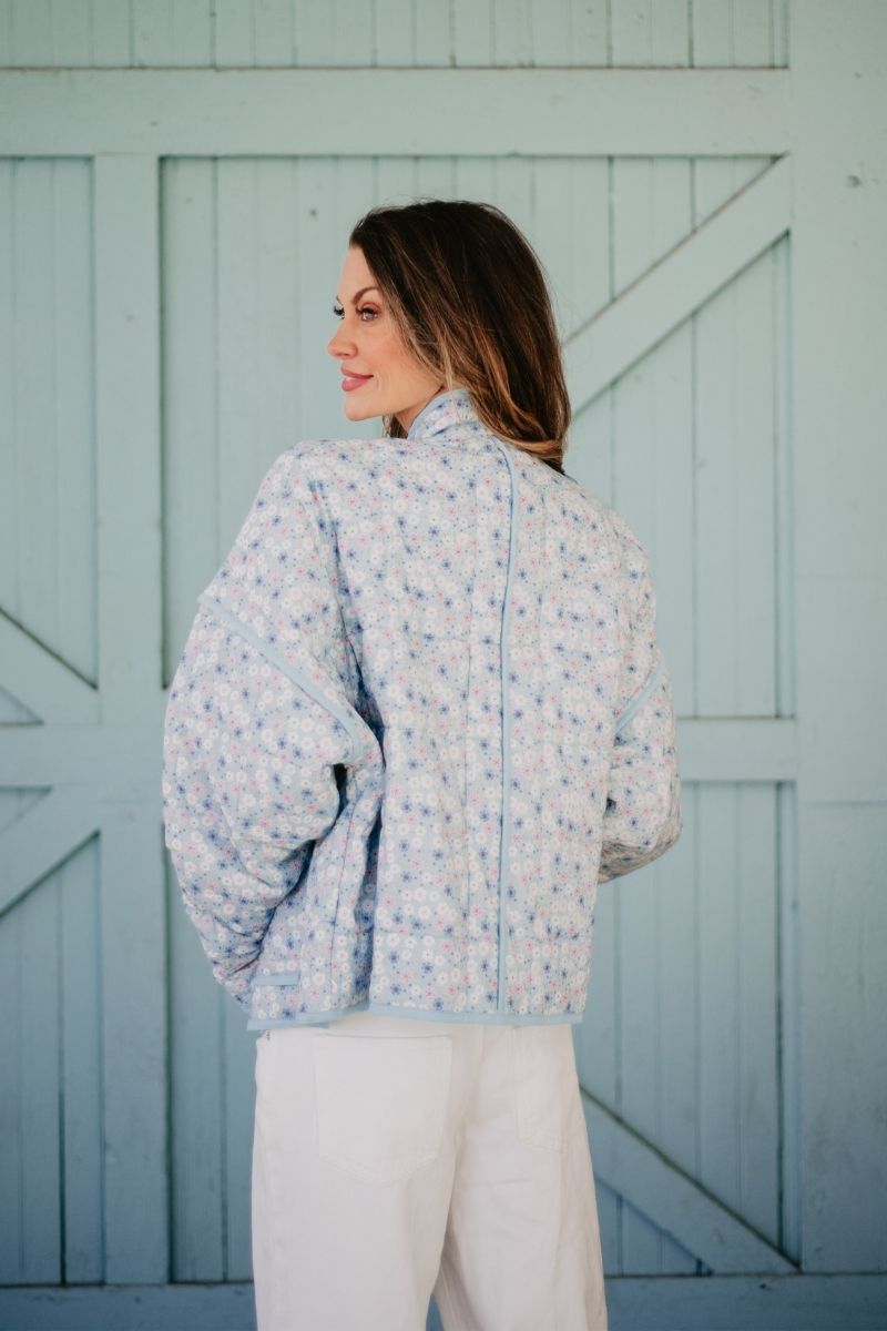 Light Blue Dainty Floral Wholesale Jacket for Women