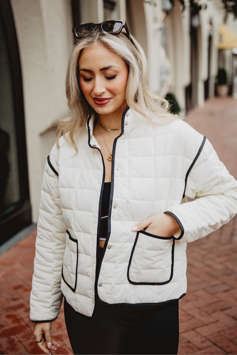 White Wholesale Quilted Jacket | Wholesale Women's Outerwear | Katydid