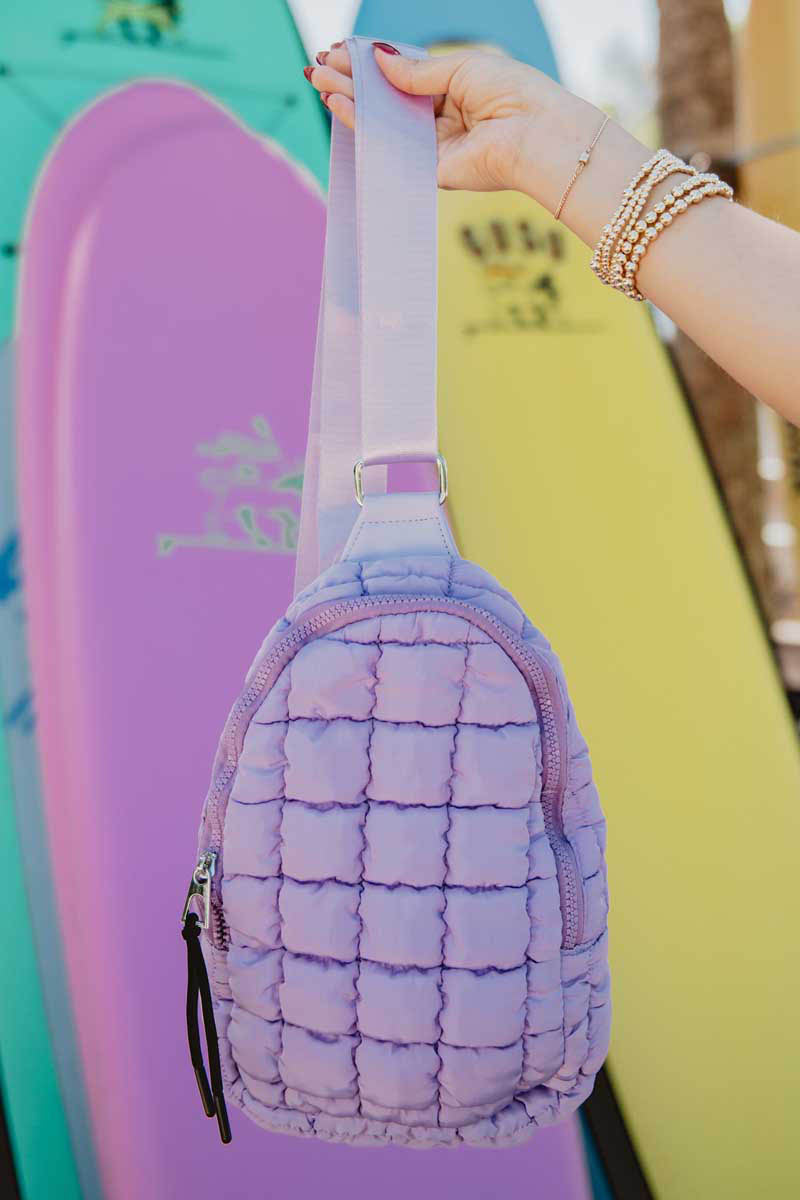 Light Purple Wholesale Quilted Sling Bag