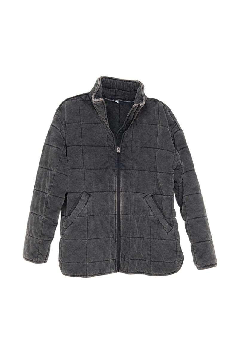 Charcoal Lightweight Quilted Garment Washed Jacket