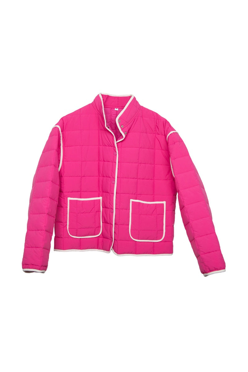 Hot Pink Wholesale Quilted Light Jacket