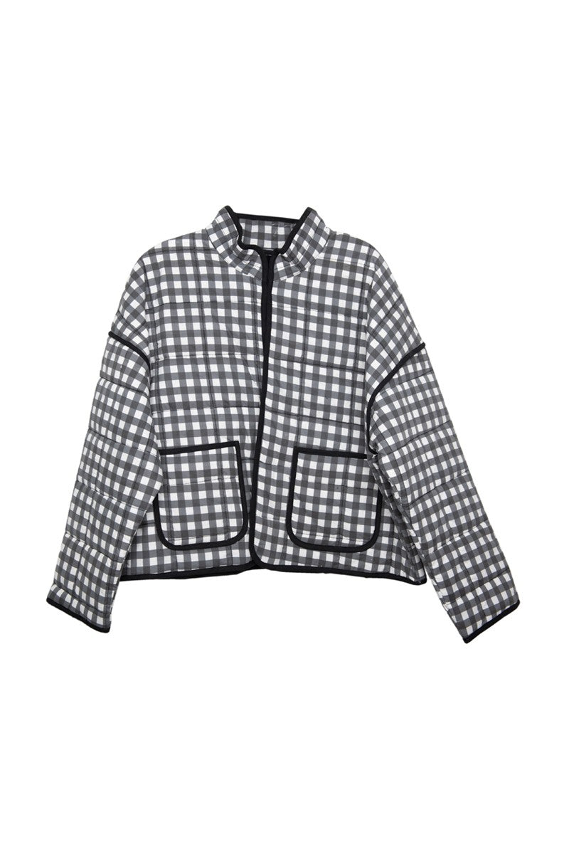 Black & White Checkered Wholesale Lightweight Quilted Jacket