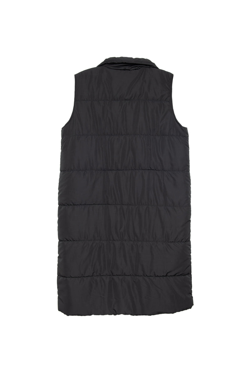 Black Women's Long Puffer Vest