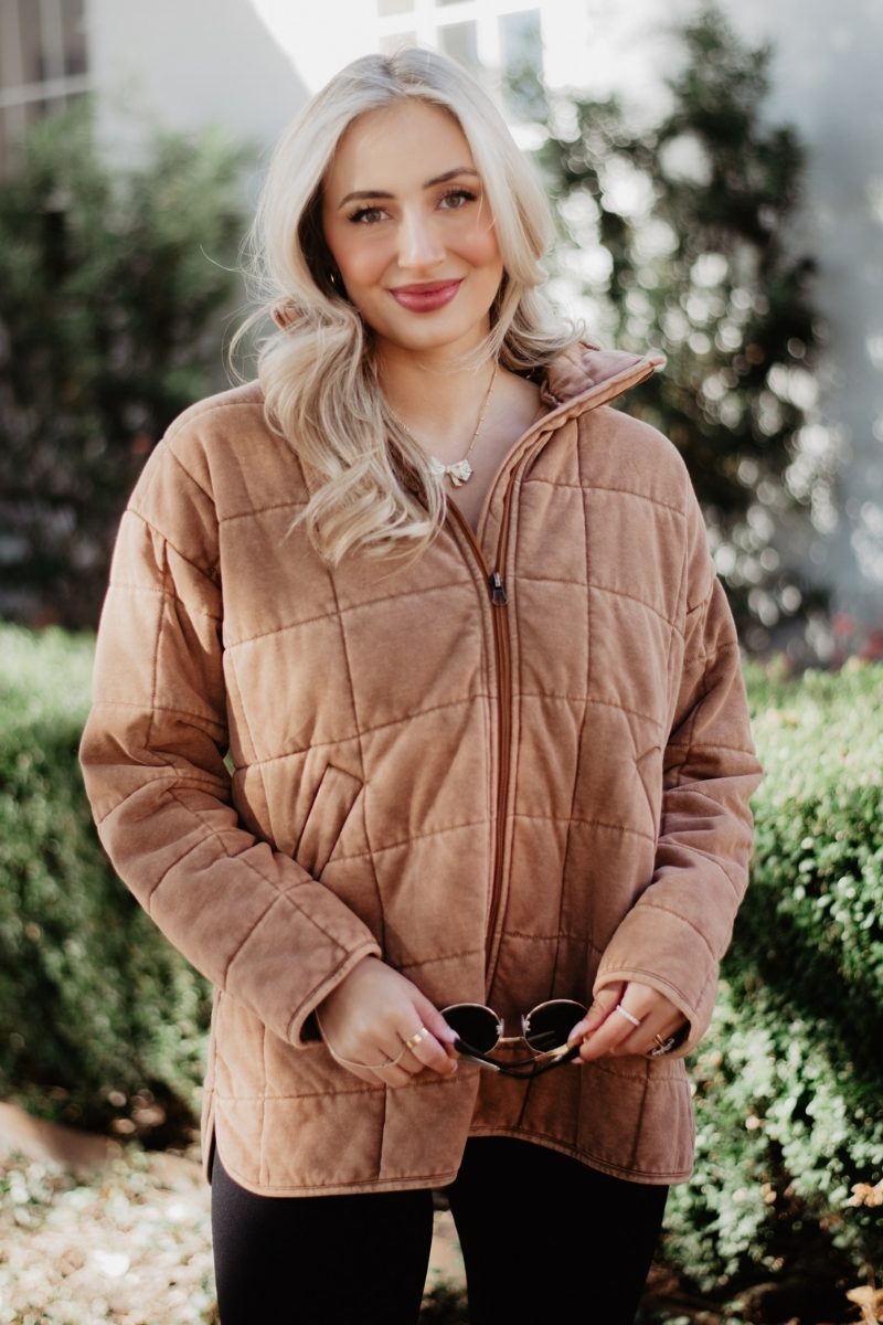 Brown Women's Wholesale Quilted Jackets