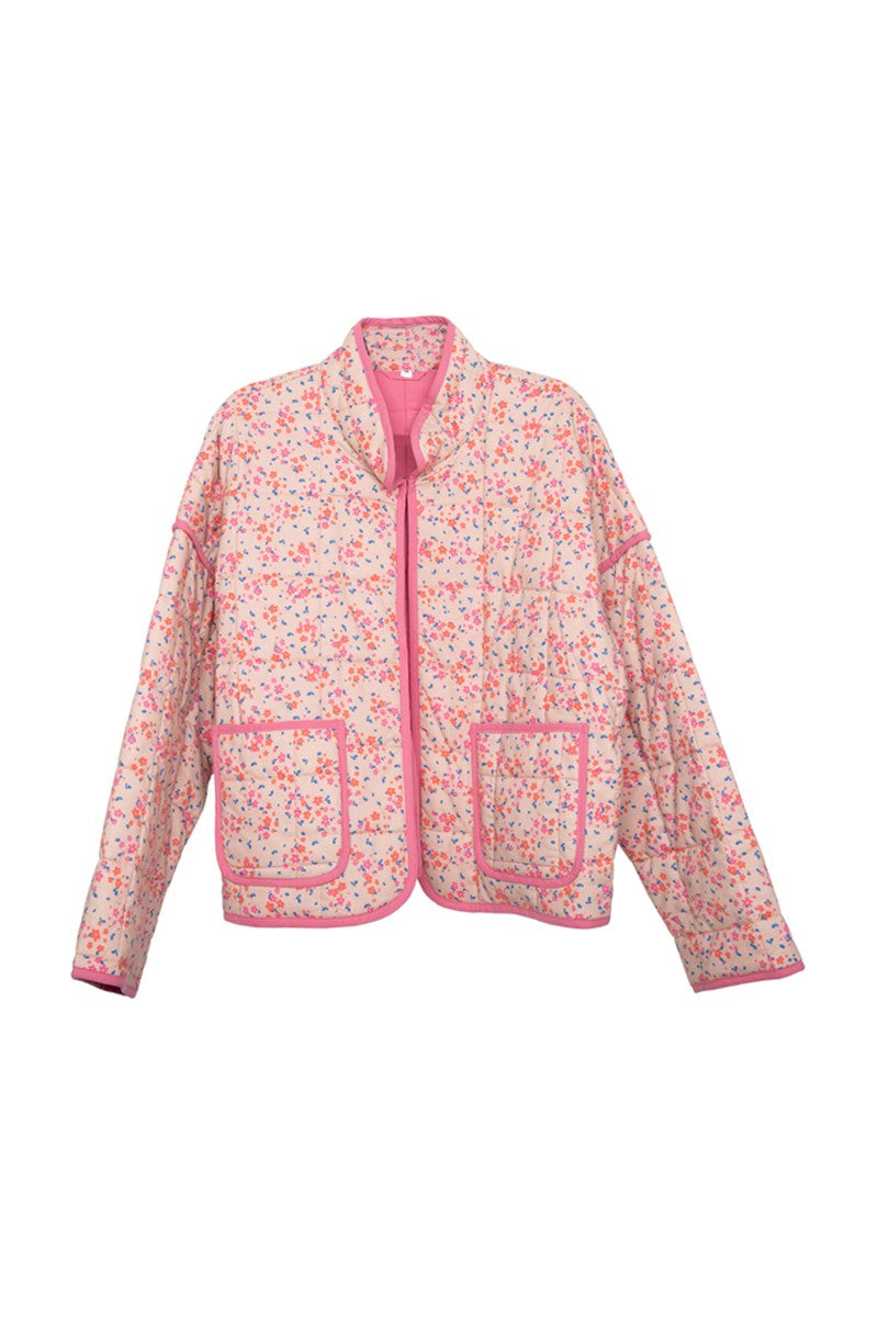 Pink Floral Women's Wholesale Quilted Jacket | USA Designed | Katydid