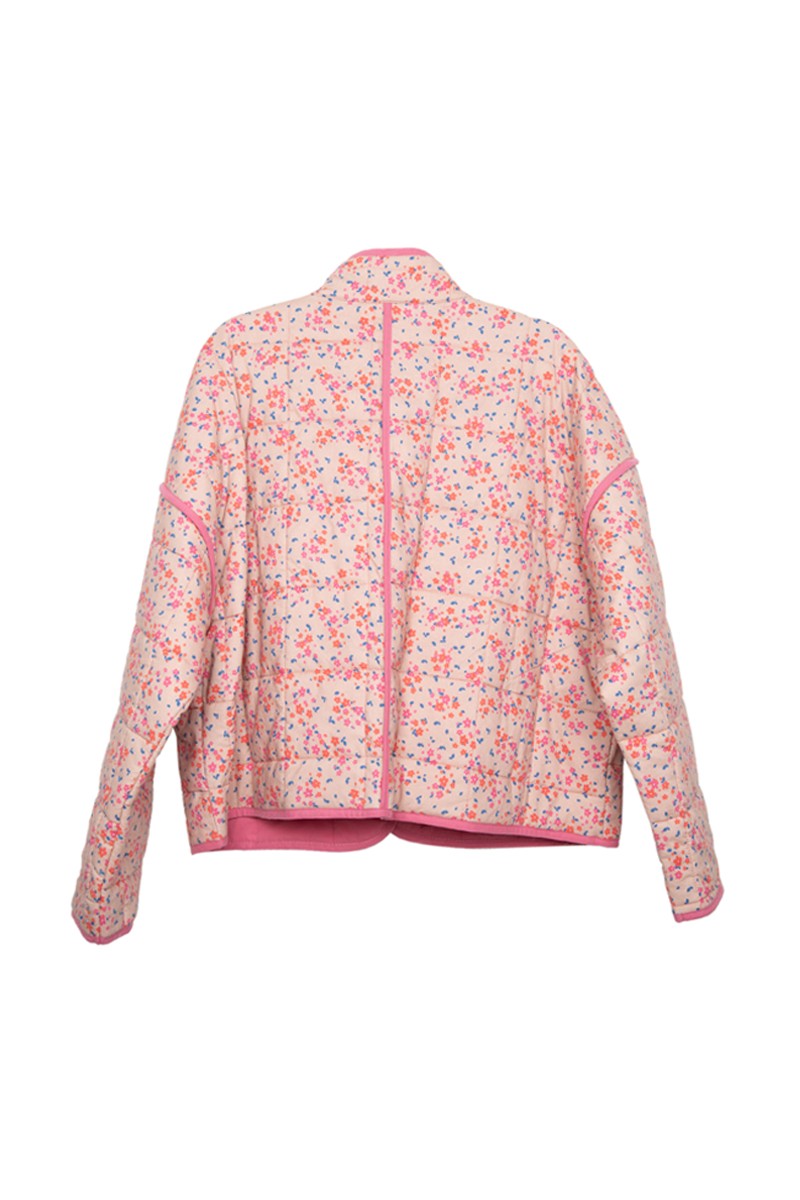 Pink Dainty Floral Women's Wholesale Quilted Jacket