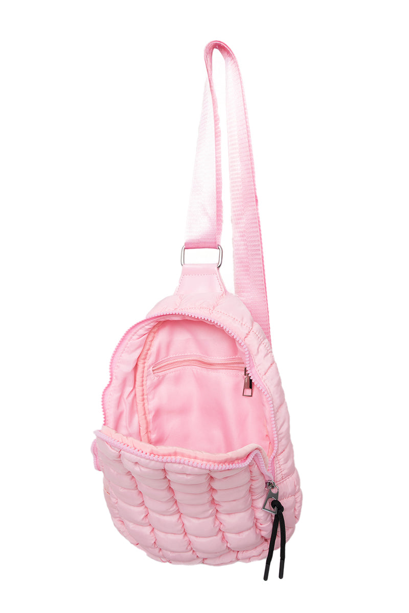 Light Pink Wholesale Quilted Sling Crossbody Bag