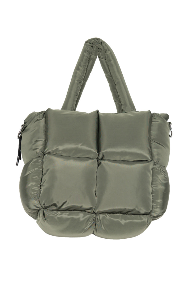 Olive Mini Puffer Tote Bag