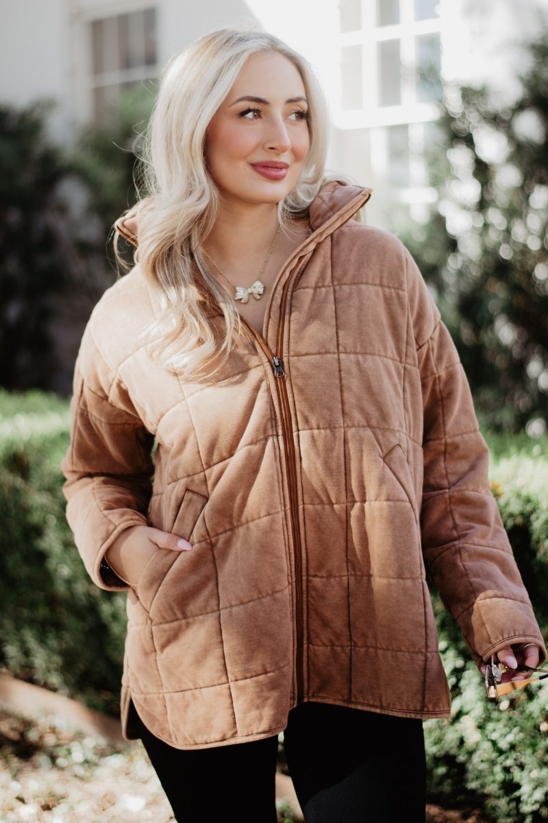Brown Women's Wholesale Quilted Jackets