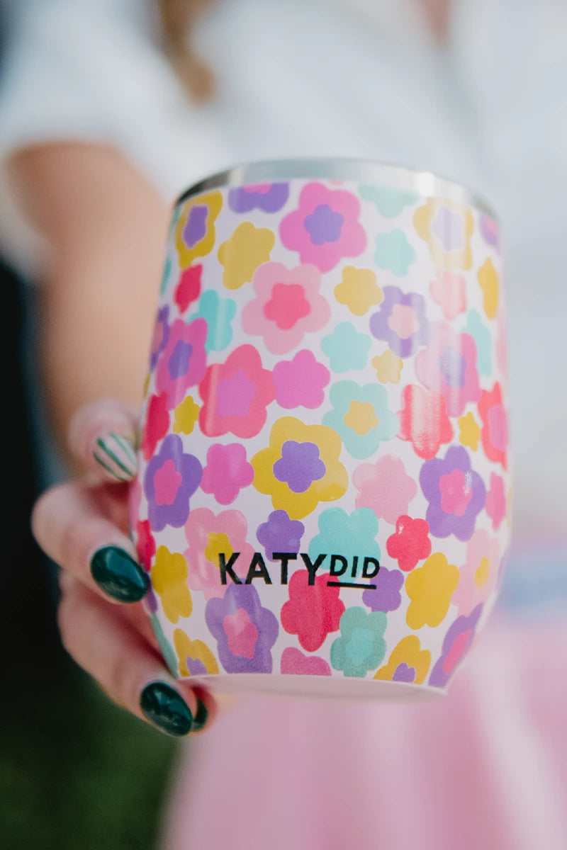 Groovy Multicolored Flowers Wholesale Wine Tumbler Cup