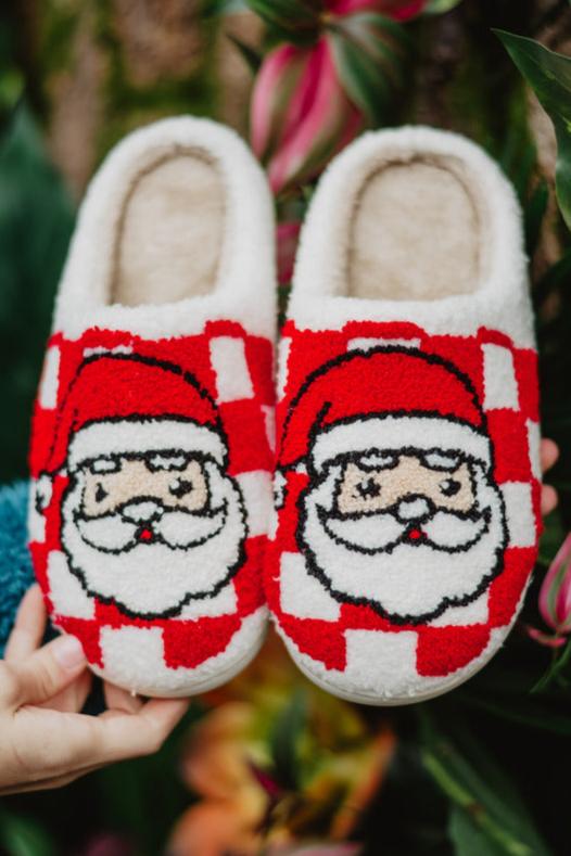 Santa Red Checkered Wholesale Slippers