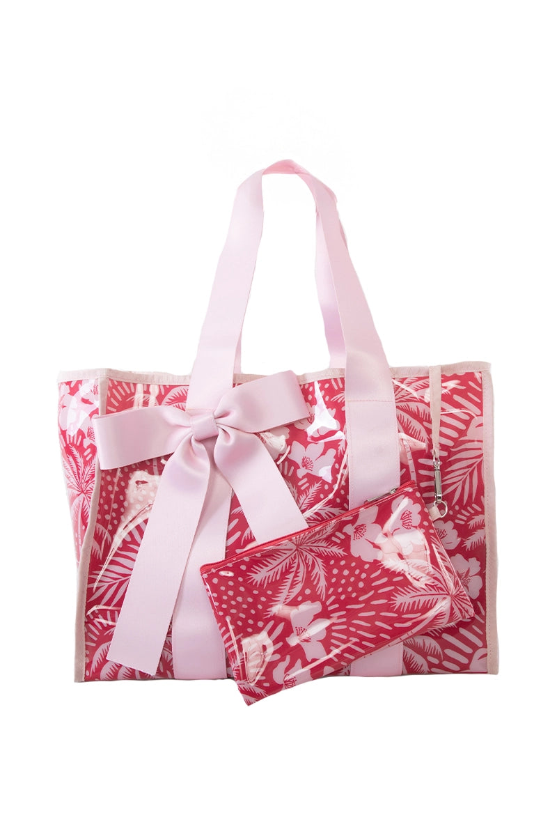 Sunset Palms Ribbon Jelly Tote Handbags For Boutiques