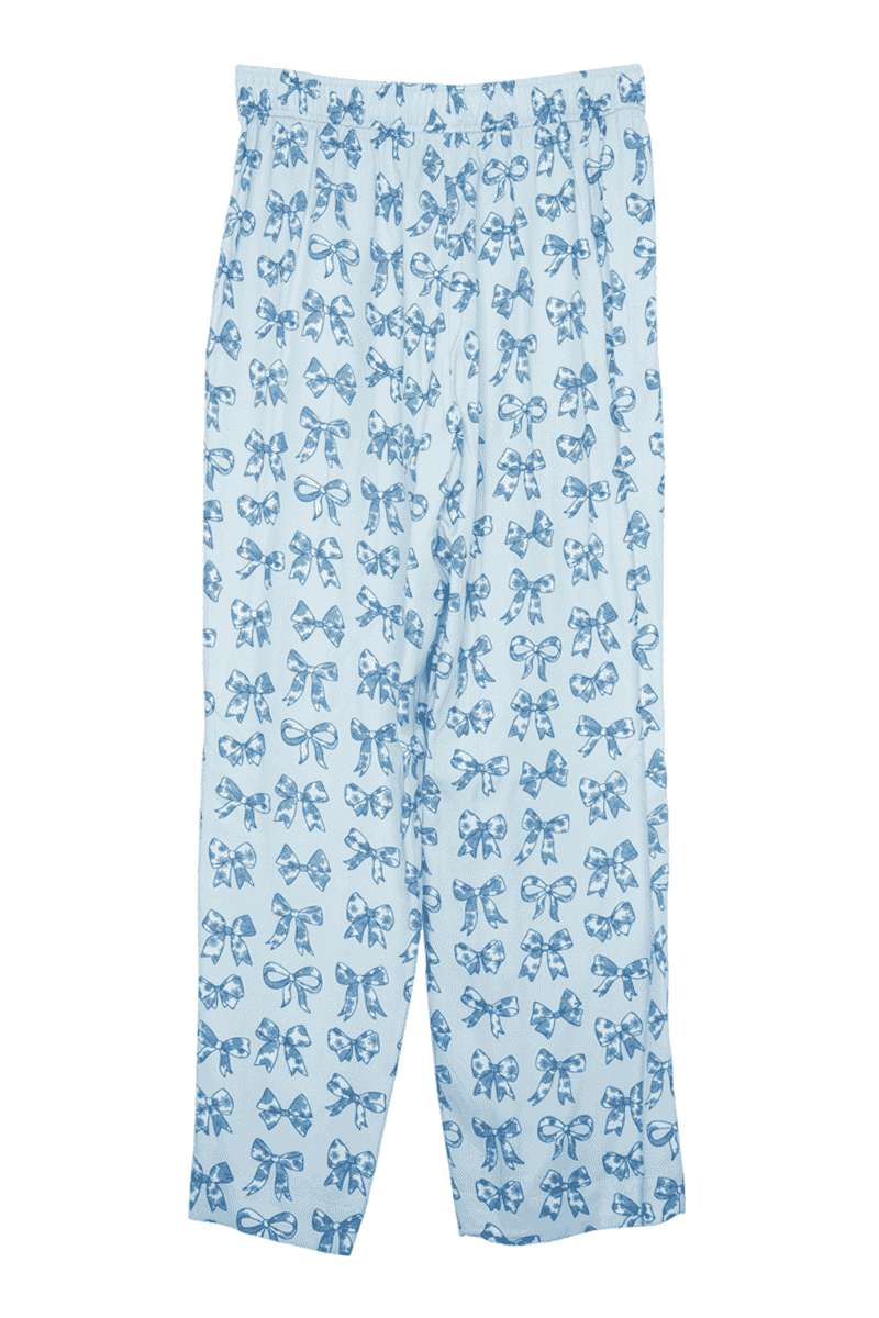 Light Blue Toile Coquette Bows Boxer Pants