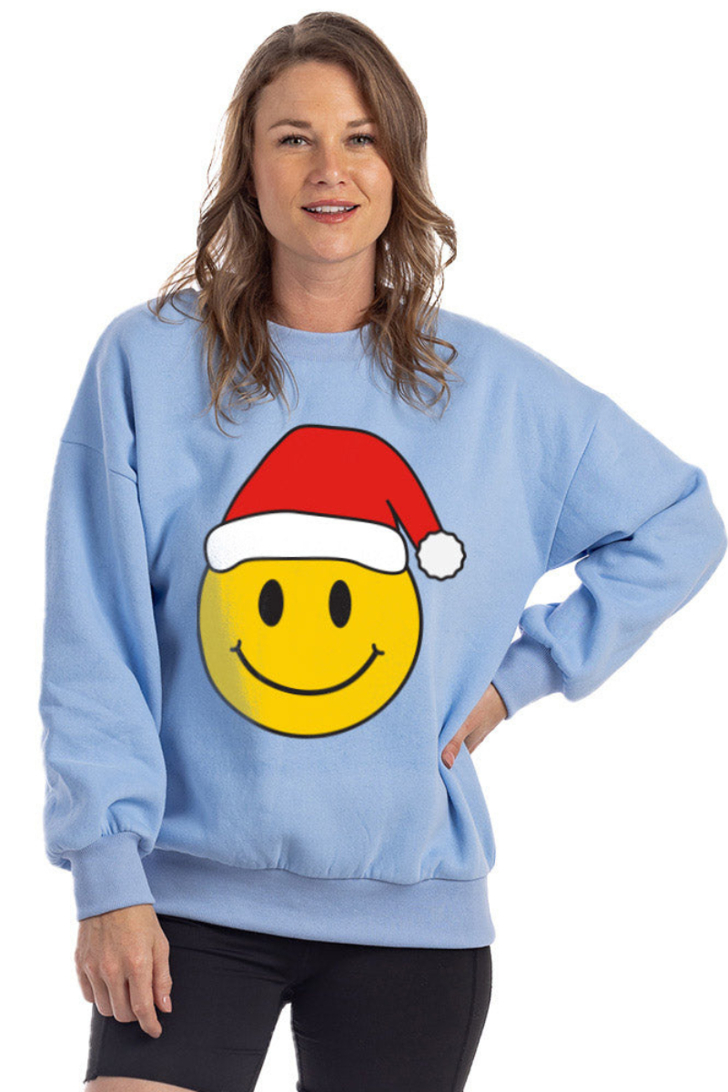 Santa Happy Face Crewneck Wholesale Sweatshirt