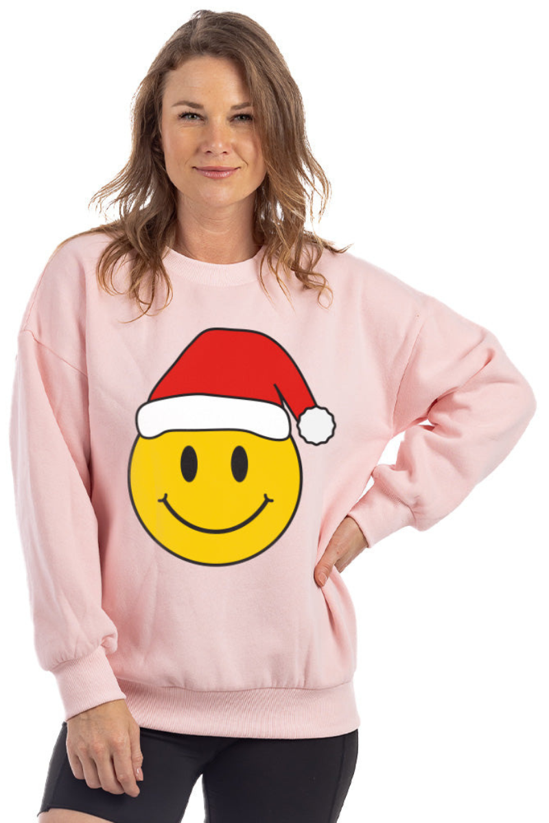 Santa Happy Face Crewneck Wholesale Sweatshirt