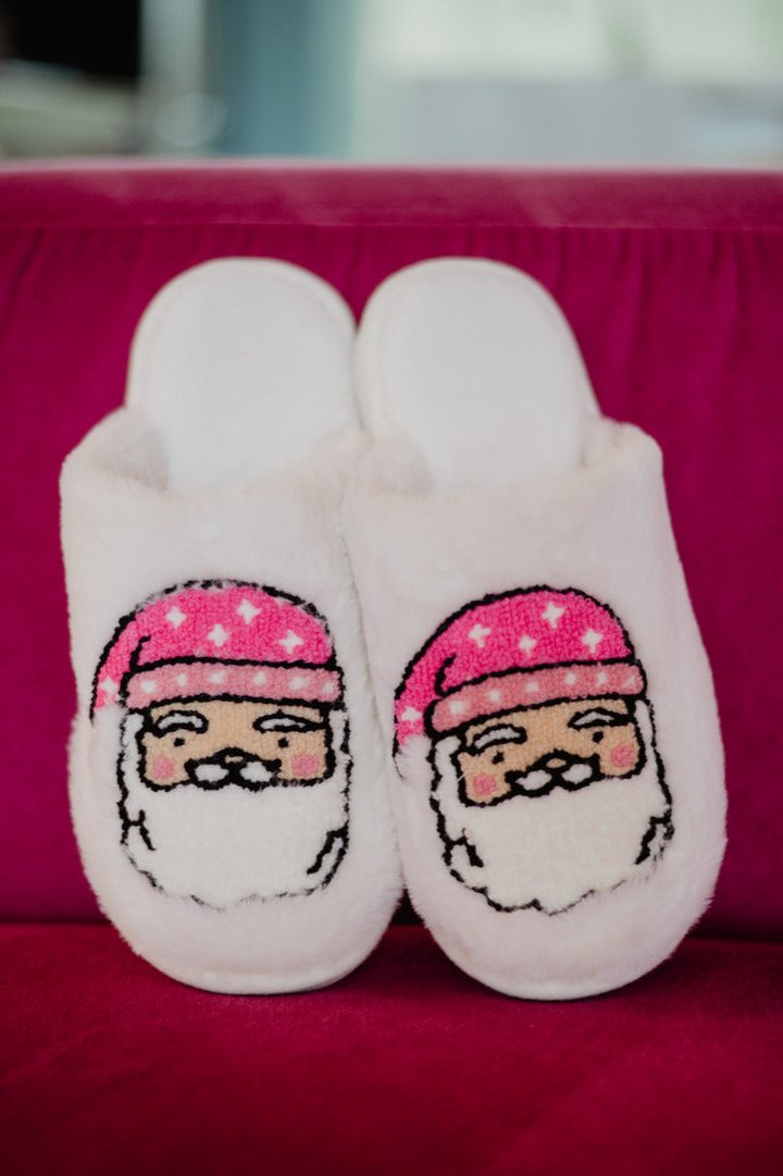 Pink Santa Face Happy Feet Wholesale Slippers