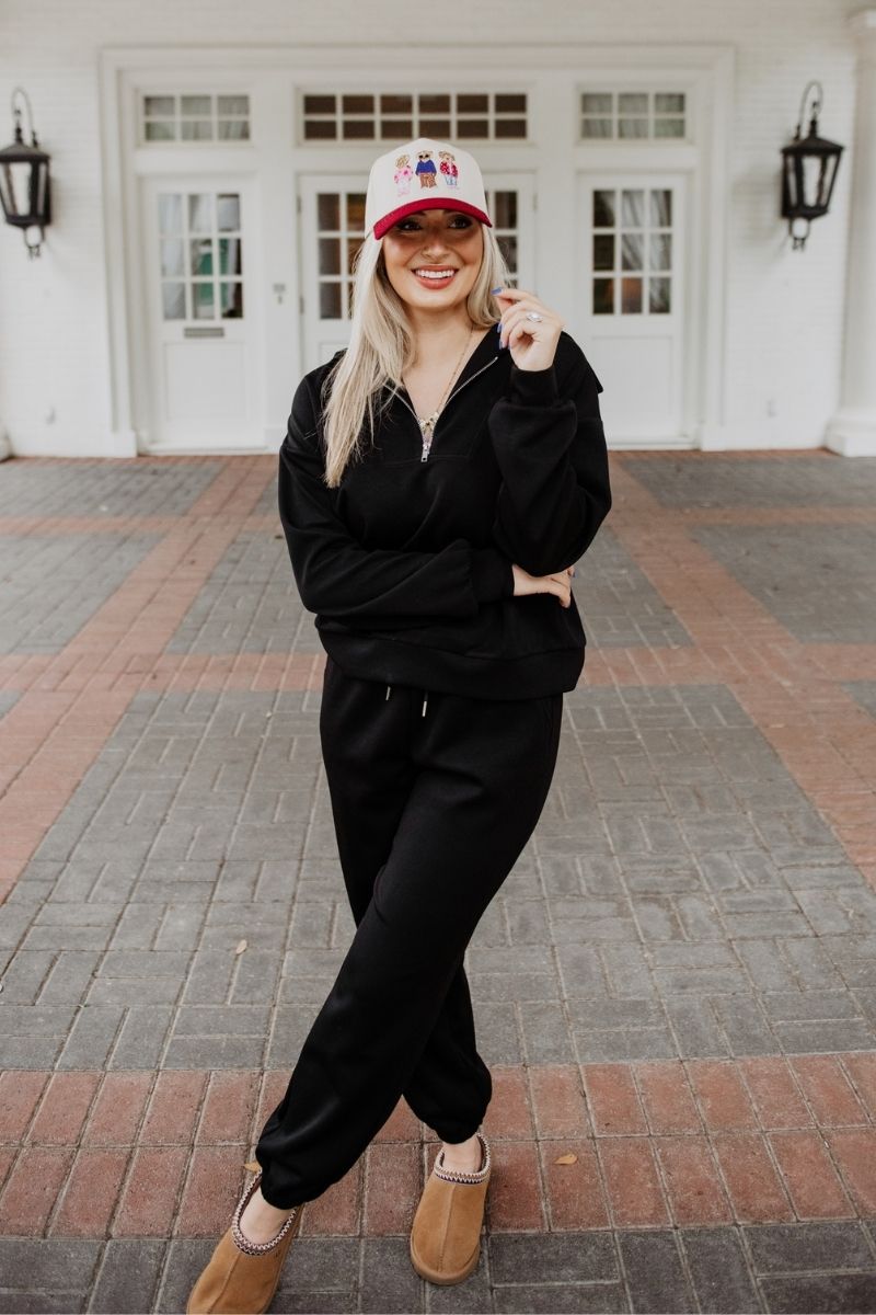 Black Wholesale Scuba Pants Two Piece Set