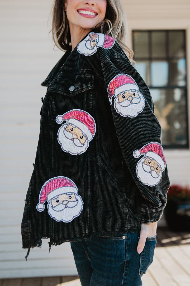 Sequin SANTA Wholesale Cropped CORDUROY Shacket