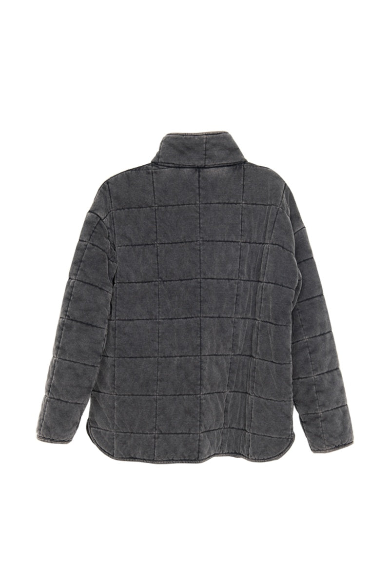 Charcoal Lightweight Quilted Garment Washed Jacket