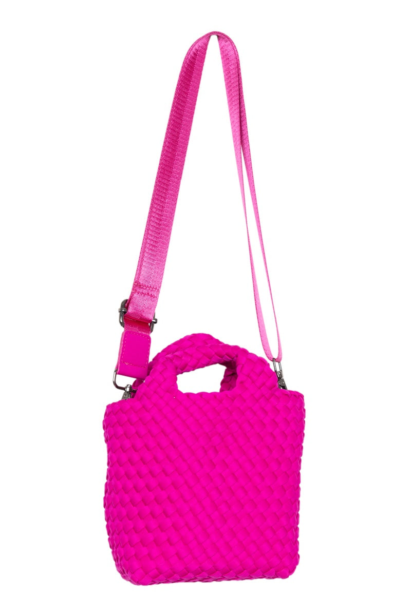 Fuchsia Woven Crossbody Wholesale Bucket Bag