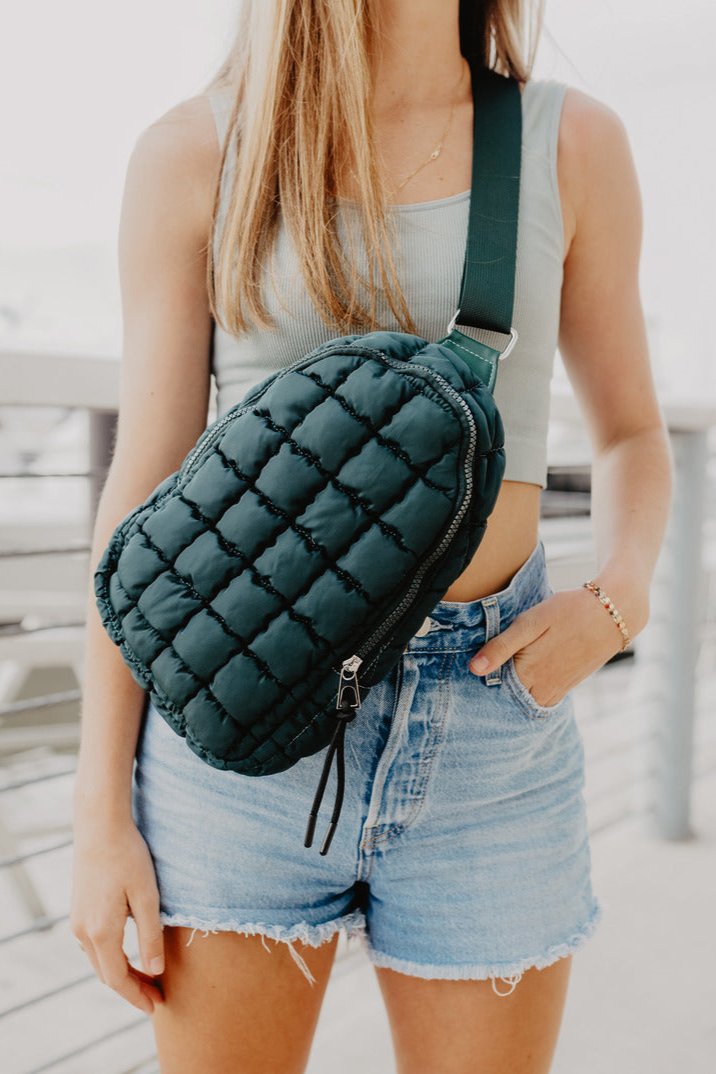 Forest Green Wholesale Crossbody Quilted Sling Bag