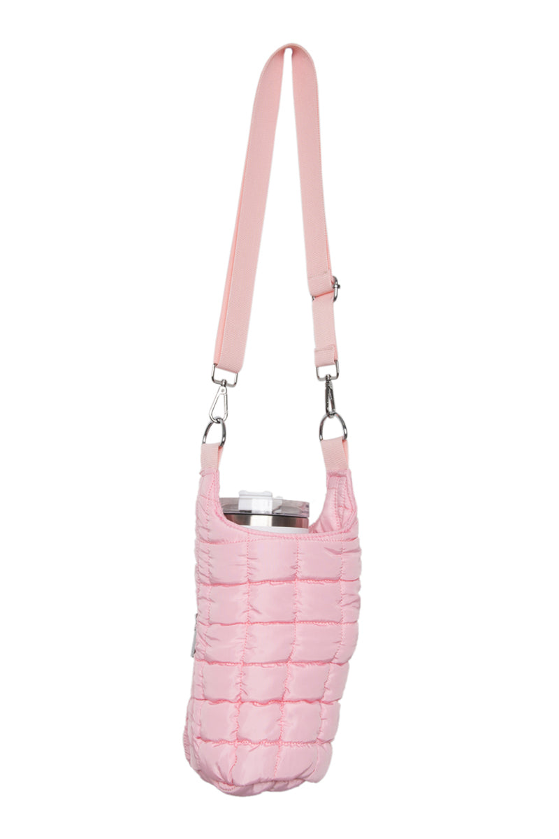 Light Pink Quilted Wholesale Water Bottle Carrier Bag