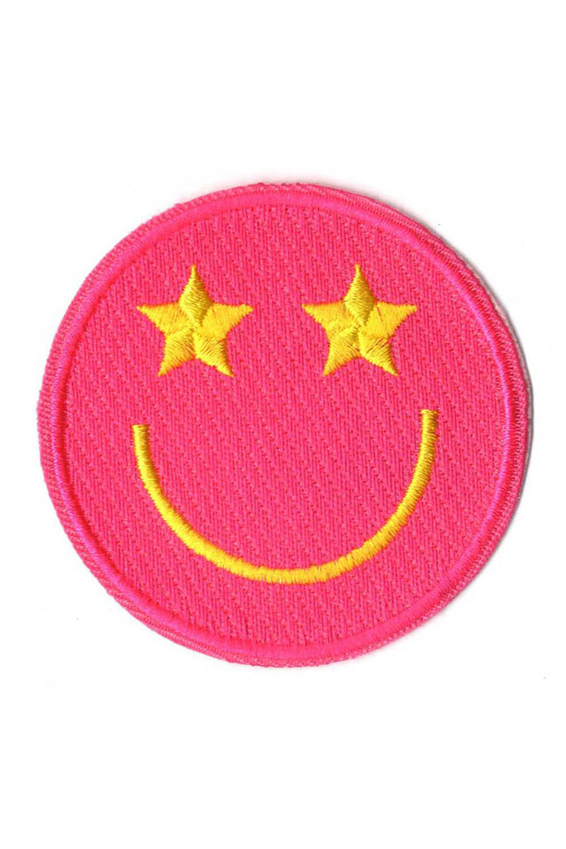 Hot Pink Star Eye Happy Face Wholesale Hat PATCH (Set of 3)