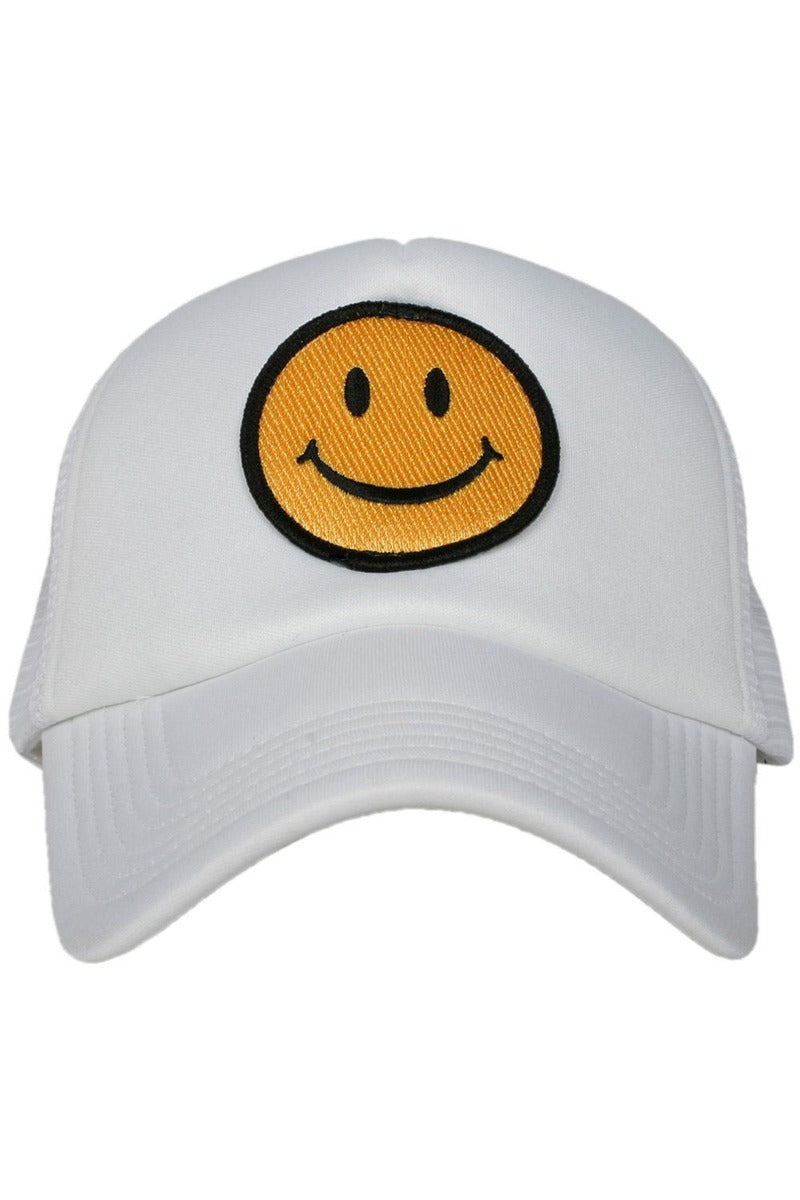 Happy Face Wholesale Trucker Hat (All White)