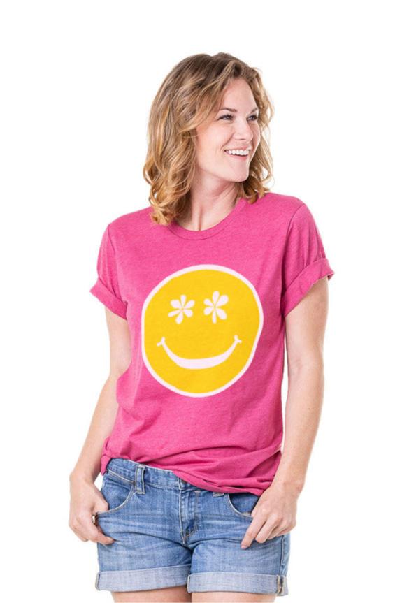 Flower Eye Happy Face Wholesale Graphic Printed T-Shirt