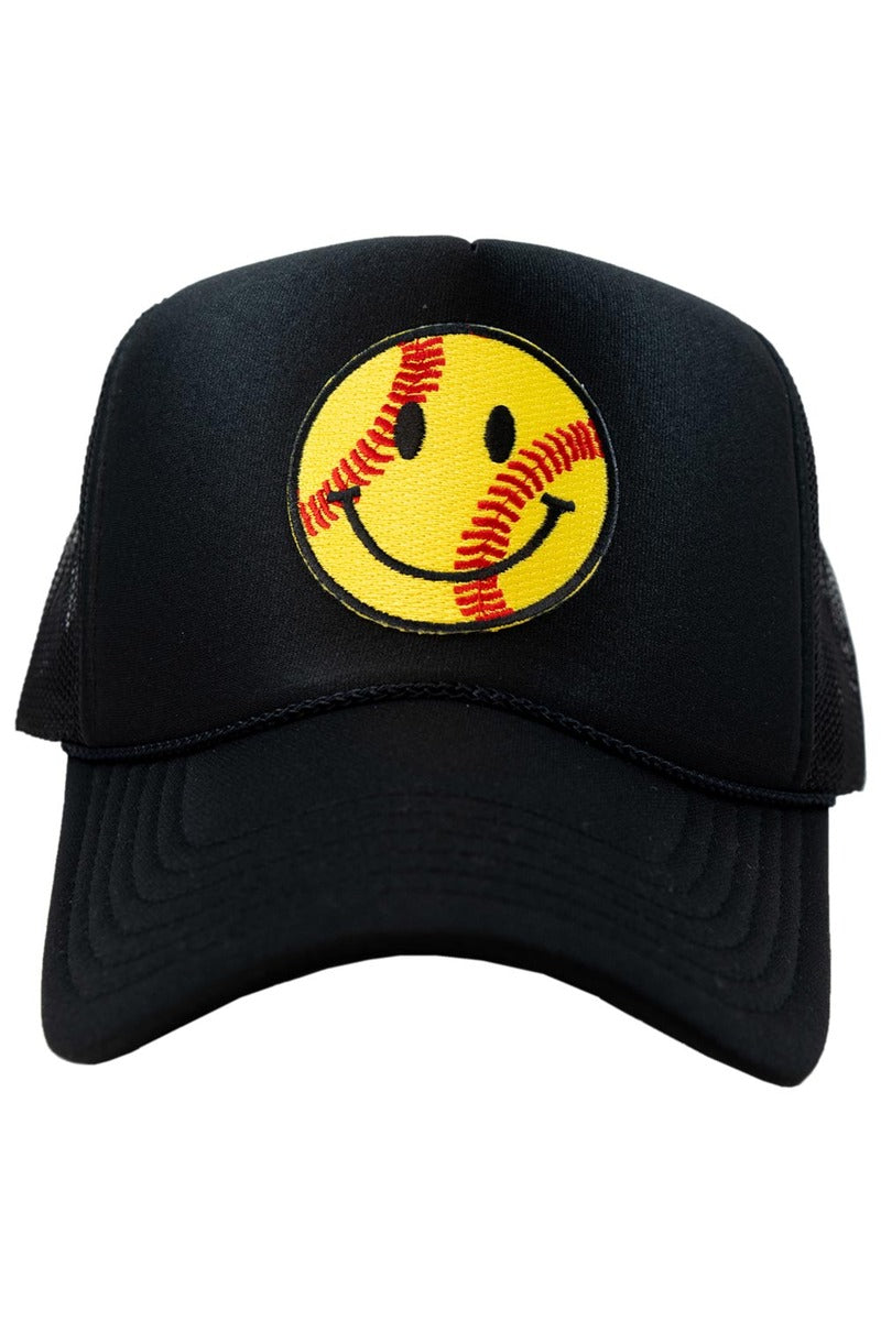 Softball Happy Face Wholesale Patch Foam Trucker Women's Hat